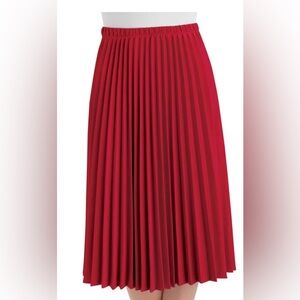 ✨Classic pleated midlength knit midi skirt comfortable elastic waistband red usa